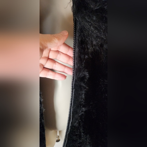 Tibetan lamb mongolian dyed rabbit fur black coat Hong Size medium Jacket Winter - Picture 6 of 16